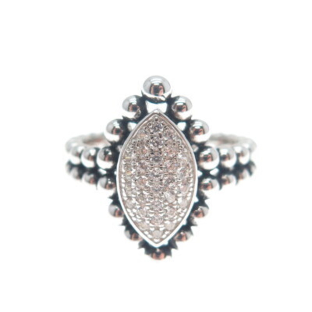 DSMK 925 Sterling Silver Round-Cut C Z Marquise Beaded Ring Size 7.25 - Picture 3 of 8